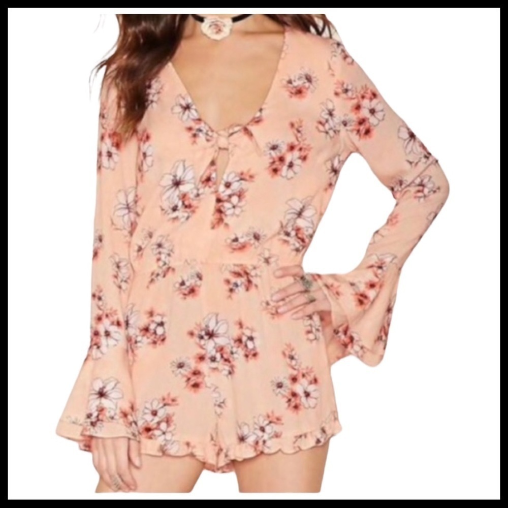 FOREVER 21 Floral Romper with Ruffles